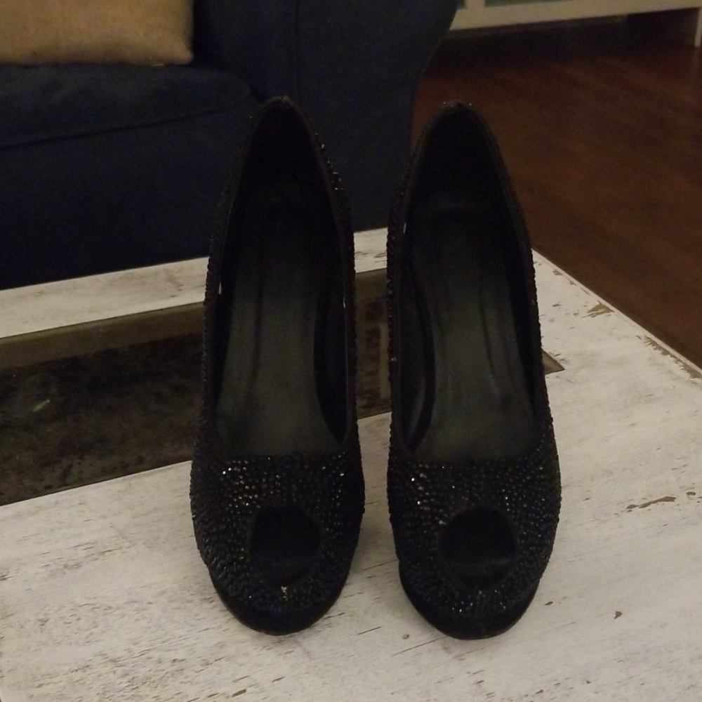 Black beaded heels
